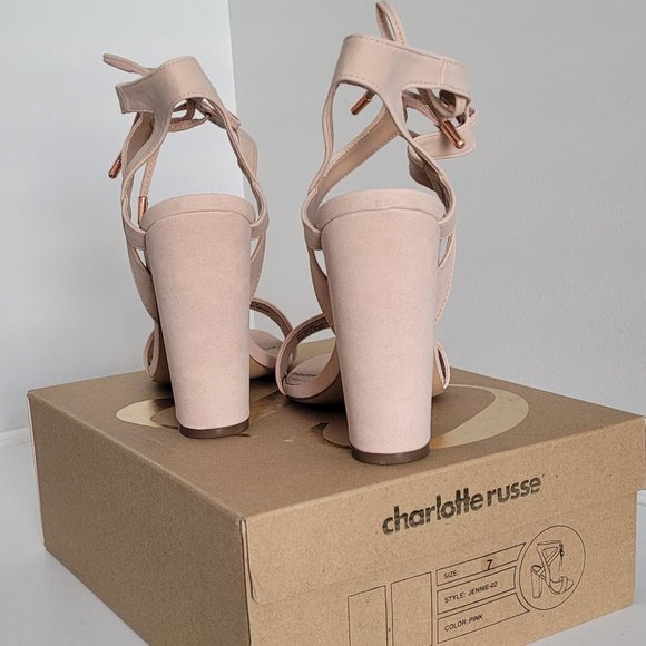 Charlotte Russe Lace-Up Heels Size 7 Light Pink - Picture 5 of 7